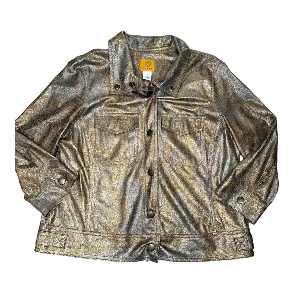 Ruby Red Women's Metallic Gold Jacket Sz: 12 - Picture 3 of 9